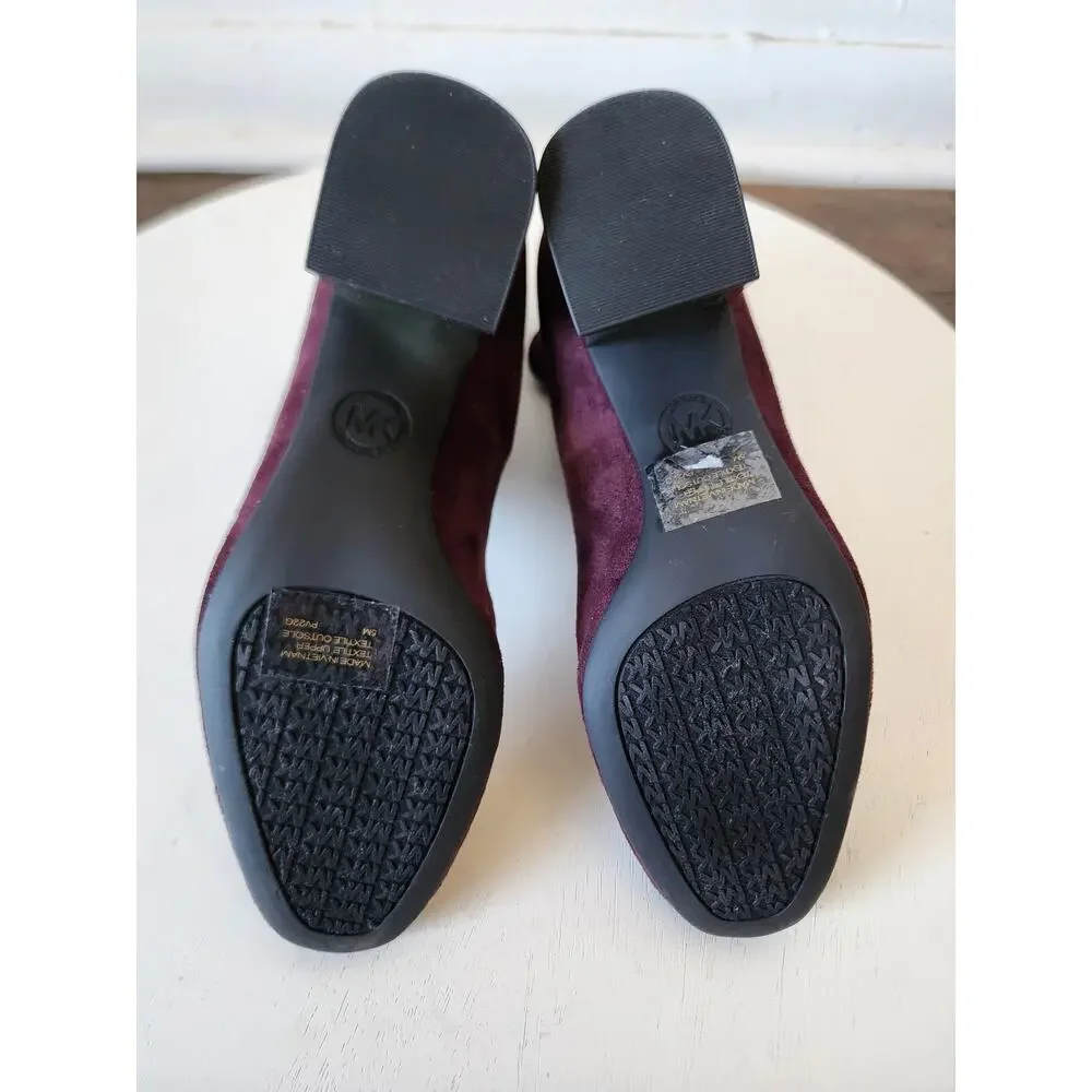 Michael Kors Porter Mid Bootie in Merlot Stretch Suede Sock Boot